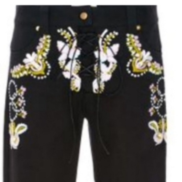 Cynthia Rowley Set (2) Embroider Poplin Twill Lace Up Pant Jeans‎ Bundle SZ 10 - Picture 2 of 16